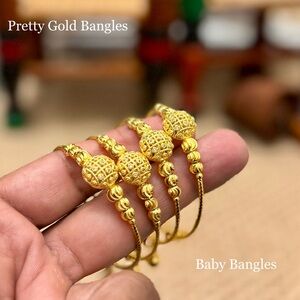 Gold Bangles for Girls, 24k Gold Plated Bangles, 4-10 years Old Girls Bangles